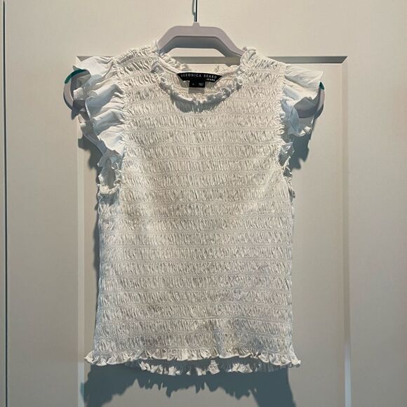 Veronica Beard Wyles Smocked Cotton Tank Top - Picture 2 of 3